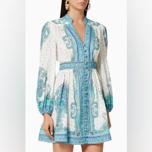 Zimmermann bells paisley short linen dress SIZE 2 (fits like US SZ 8)